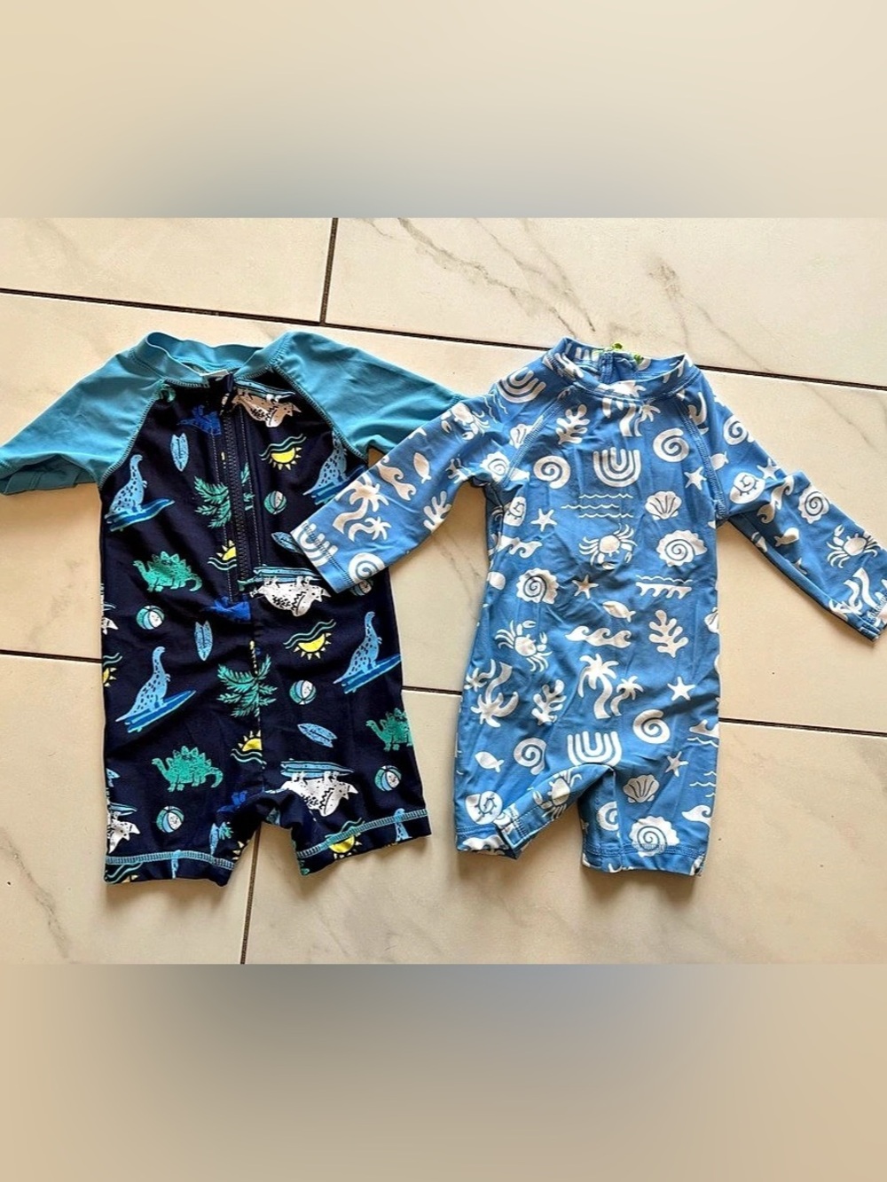 Kids Blue & Black Rashguard Swimsuit Set Size 12M
